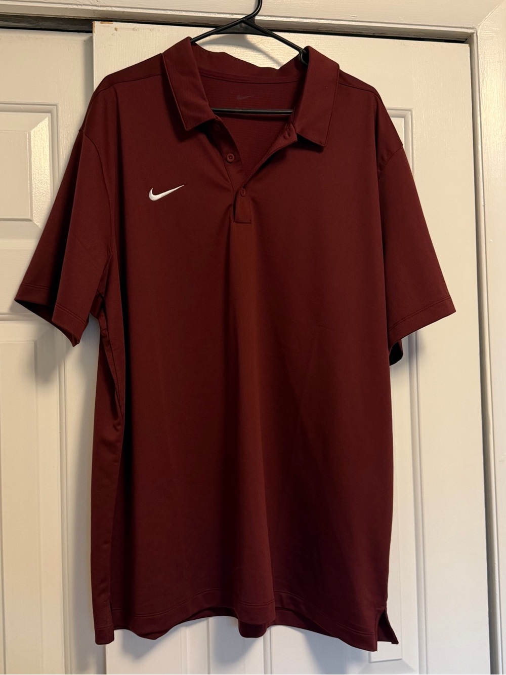 Nike Men's Maroon Polo with White Swoosh